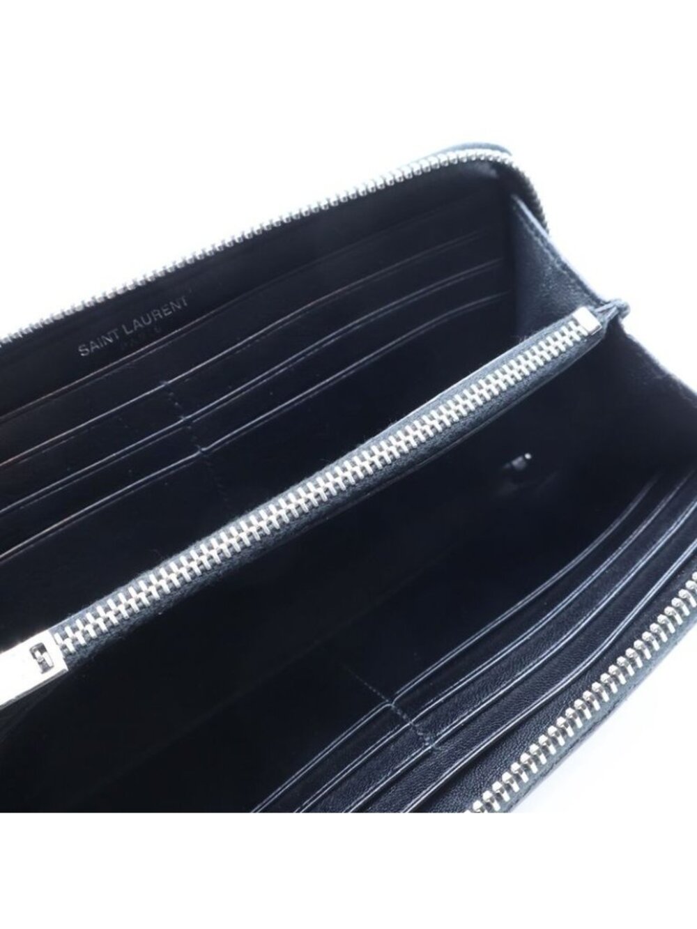 Saint Laurent Yves Zip Around Wallet Card Case Black White Leopard Leather - Picture 4 of 6